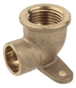 Kirchhoff Muurplaat met hoek van rood messing, blank, 22 mm x 3/4"IT, 1 socket (4472g) - 989124017