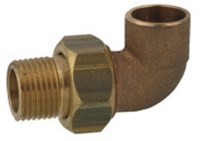 Kirchhoff Haakschroefkoppeling van rood messing 90°, blank, 18 mm x 1/2"ET, conische afdichting, 1 socket (4098g) - 989222055