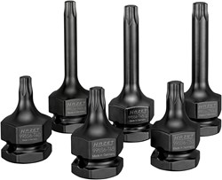 HAZET Krachtdopsleutelbitset 995S6/6 · 1/2 inch (12,5 mm) vierkant hol, 24 mm buitenzeskant · Binnen-TORX®-profiel · 6-delig · T40 · T45 · T50
