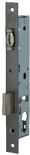 Nemef 9680 Rolschootdeurslot | DM25mm | voorplaat RVS 24x245mm rechthoekig | zamac vernikkelde rol- en nachtschoot | DR 1+2+3+4 - 9968107000