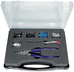 Promat Assortiment adereindhulzen | 502 delig 0,50-4,00 mm² | tang, fasetester | assortimentskoffer - 4000810404 4000810404