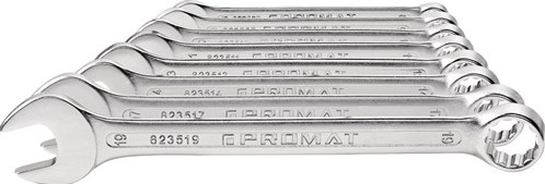 Promat/Tecwerk Ring-steeksleutelset | 12-delig sleutelwijdte 6-22 mm | model A chroom-vanadiumstaal - 4000823603