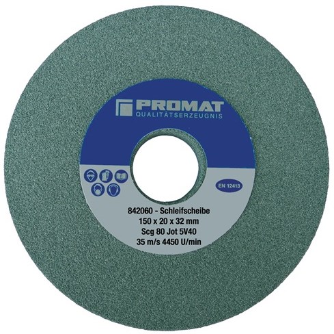 Promat/Tecwerk Slijpmachineschijf | d.175xB25x32mm fijn 80 | vorm A | siliciumcarbide - 4000842064