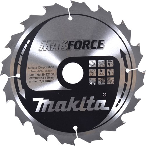 Makita Zaagblad | Hout | 210x30x2,4 | 16T | 20 Graden - B-32150