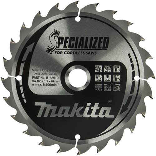Makita Accessoires Cirkelzaagblad Hout 165X20X1,5 24T 20G - B-32910