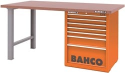 Bahco Werkbank | heavy-duty | met MDF werkblad | ladeblok | 7 lades | 2 poten | blauw | 1800 mm x 750 mm x 880 mm - 1495KH7BLWB18TD