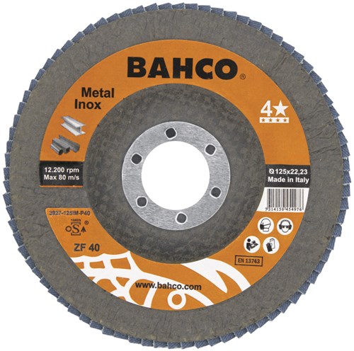Bahco Lamellenschijf | voor afbramen | voor metaal en RVS | 125 x P40 x 22.23 mm - 3-delig - 3927-125-40-3P