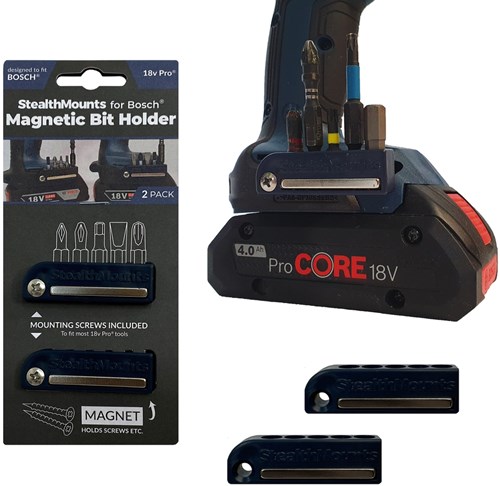 Stealthmounts Bithouder voor Bosch 18v | Blauw | 2 Stuks - BH-BO-BLU-2