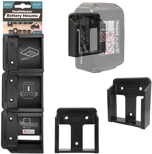 StealthMounts batterijhouders voor makita 18v | zwart | 6 stuks - bm-mk18-6 afbeelding