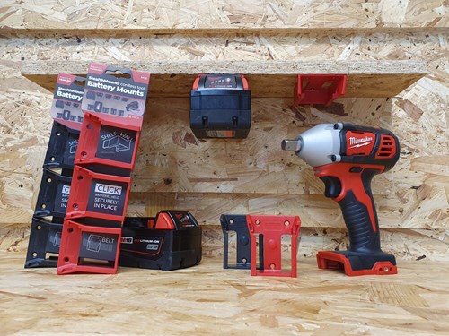 Stealthmounts Batterijhouders voor Milwaukee M18 18v | Rood | 6 stuks - BM-MW18-RED-6-2