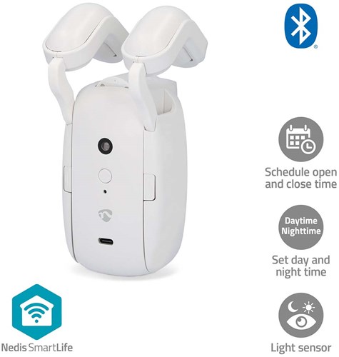 Nedis SmartLife Gordijnrobot | Roede | Gordijnen | Batterij Gevoed / USB Gevoed | 4000 mAh | Bluetooth® | Wit - BTMC10WT1PC