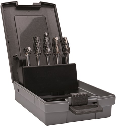 Bahco Stiftfrezenset | hardmetaal | voor aluminium - 5-delig - in kunststof koffer - RB-SET-AL06-5P