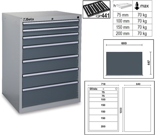 Beta C35/7Gm-Industrieel Ladenblok 7 Laden - 035000172