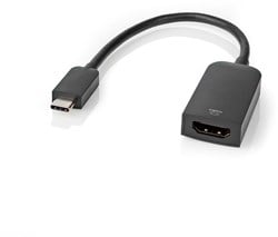 Nedis USB-C™ Adapter | USB 3.2 Gen 1 | USB-C™ Male | HDMI™ Output | 4K@60Hz | 0.20 m | Rond | Vernikkeld | PVC | Zwart | Doos - CCGB64652BK02