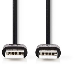 Nedis USB-Kabel | USB 2.0 | USB-A Male | USB-A Male | 480 Mbps | Vernikkeld | 2.00 m | Rond | PVC | Zwart | Label - CCGL60001BK20