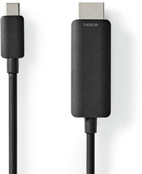 Nedis USB-C™ Adapter | USB 3.2 Gen 1 | USB-C™ Male | HDMI™ Connector | 4K@60Hz | 2.00 m | Rond | Vernikkeld | PVC | Zwart | Label - CCGL64655BK20