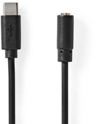 Nedis USB-C™ Adapter | USB 2.0 | USB-C™ Male | 3,5 mm Female | 1.00 m | Rond | Vernikkeld | PVC | Zwart | Label - CCGL65960BK10
