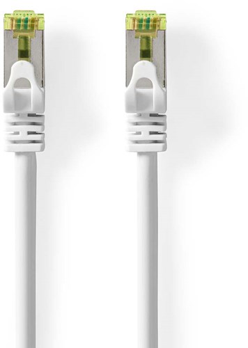 Nedis CAT7 Netwerkkabel | S/FTP | RJ45 Male | RJ45 Male | 3.00 m | Snagless | Rond | LSZH | Wit | Label - CCGL85420WT30
