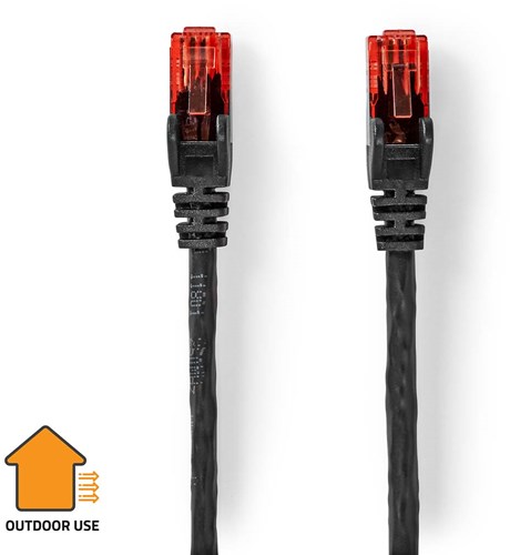 Nedis CAT6 Netwerkkabel | RJ45 Male | RJ45 Male | U/UTP | 30.0 m | Buitenshuis | Rond | PE | Zwart | Label - CCGL85900BK300