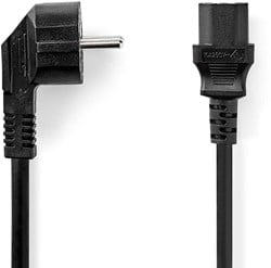 Nedis Stroomkabel | Type F (CEE 7/7) Male | IEC-320-C13 | Gehoekt | Recht | Vernikkeld | 10.0 m | Rond | PVC | Zwart | Label - CEGL10015BK100