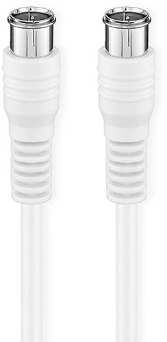 Nedis Satelliet- en Antennekabel | F-Male | F-Male | Vernikkeld | 75 Ohm | Dubbel Afgeschermd | 5.00 m | Rond | PVC | Wit | Doos - CSGB41300WT50