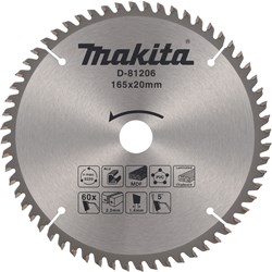 Makita Accessoires Cirkelzaagblad div. materialen 165x20x2,2 60T 5g - D-81206