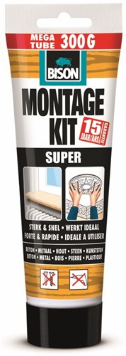 Bison montagekit super tube 300 g, extra sterk, montagelijm, bevestigen, hoge eindsterkte, binnen en buiten, blijvend elastisch, extra sterk, vullend