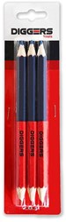 Diggers Duo Potlood | 17,6cm | Rood/Blauw | 12 Stuks - DIG425