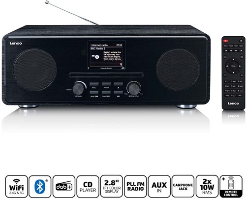 Lenco Internet / DAB+ / FM-radio met CD-speler en Bluetooth® Zwart - DIR-260BK