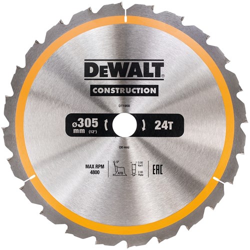 DeWalt Accessoires Cirkelzaagblad 305x30x24t, negatief 5°, kerf 3mm - DT1958-QZ