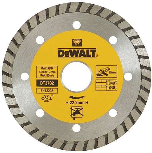 DeWalt Accessoires Diamantblad, turbo, Ø115mm/22.2mm, universeel - DT3702-QZ