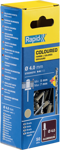 Rapid Blindklinknagels Gebroken Wit | Ø4 x 10 mm | Incl. Boor | 50 Stuks - 5001464-2