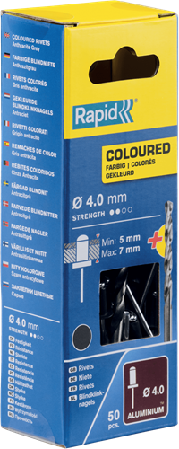 Rapid Blindklinknagels Donker Grijs | Ø4 x 10 mm | Incl. Boor | 50 Stuks - 5001465-2
