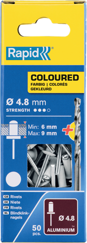 Rapid Blindklinknagels Wit | Ø4,8 x 12 mm | Incl. Boor | 50 Stuks - 5001468