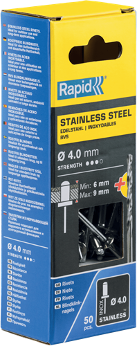 Rapid Blindklinknagels RVS | Ø4 x 12 mm | Incl. Boor | 50 Stuks - 5000394-2