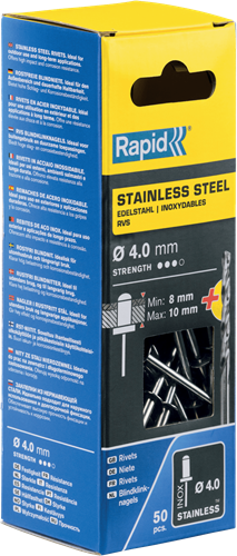 Rapid Blindklinknagels RVS | Ø4 x 14 mm | Incl. Boor | 50 Stuks - 5000395-2