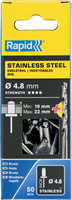 Rapid Blindklinknagels RVS | Ø4,8 x 25 mm | Incl. Boor | 50 Stuks - 5000398