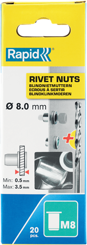 Rapid Blindklinkmoeren M8 | Incl. Boor | 20 Stuks - 5001482