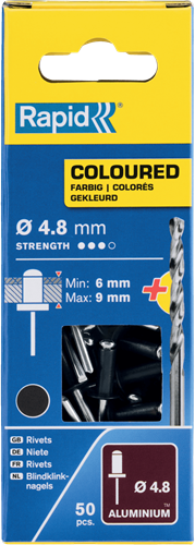 Rapid Blindklinknagels Donker Grijs | Ø4,8 x 12 mm | Incl. Boor | 50 Stuks - 5001470