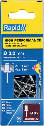 Rapid Blindklinknagels High Performance | Ø3,2 x 6 mm | Incl. Boor | 50 Stuks - 5001528