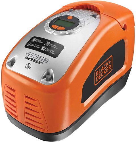 BLACK+DECKER ASI300 11bar AC/DC Compressor | Universele ventieladapter | 2x Tapse aansluitingen | 1x Naaldaansluiting | 12V adapter | 230V adapter - ASI300-QS