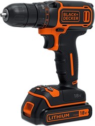 BLACK+DECKER BDCDC18KB 18V 2x1.5Ah Schroefboor - 1 snelh | 2x 18V 1.5Ah accu's + 400mA Lader | In koffer - BDCDC18KB-QW