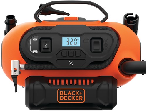 Black+Decker bdcinf18n 11bar ac/dc of 18v compressor | universele ventieladapter | 230v adapter (1x 2.0ah accu) - bdcinf18n-qs afbeelding