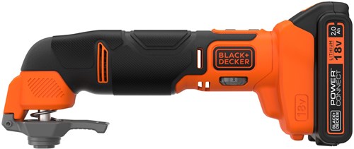BLACK DECKER BDCOS18D1K 18V 2.0Ah Oscillerende multitool in koffer | 1 18V 2.0Ah accu 1A Lader | In koffer | 20 accessoires - BDCOS18D1K-QW