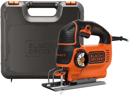 BLACK+DECKER KS801SEK 550W Pendeldecoupeerzaag | In koffer | 1x antisplinterplaatje | 1x Zaagblad - KS801SEK-QS