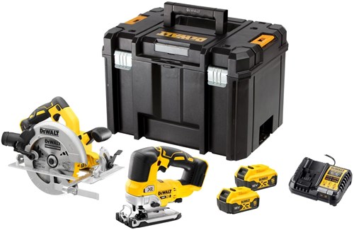 DeWALT DCK2012P2T-QW | XR accu zaag twin kit 18V in TSTAK met DCS570 en DCS334 (2x 5.0Ah accu + lader) - DCK2012P2T-QW