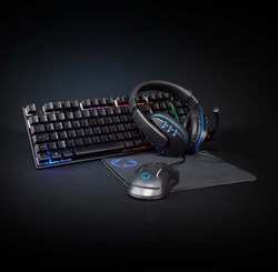 Nedis Gaming Combo Kit | 5-in-1 | Toetsenbord, Koptelefoon, Muis en Muismat | Zwart | QWERTY | Scandinavisch - GCK51110BKND