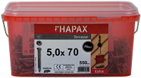 pgb-Europe - HAPAX hardhoutschroeven 5x70 A2 (set)/emmer - HAP020A00SET070M
