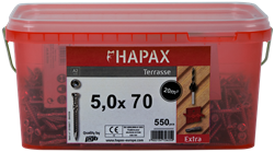 pgb-Europe - HAPAX hardhoutschroeven 5x70 A2 (set)/emmer - HAP020A00SET070M
