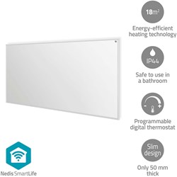 Nedis SmartLife Infrarood verwarmingspaneel | 700 W | 1 Warmte Stand | Instelbare thermostaat | Afstandsbediening | IP44 | Wit - HTIP700WTW